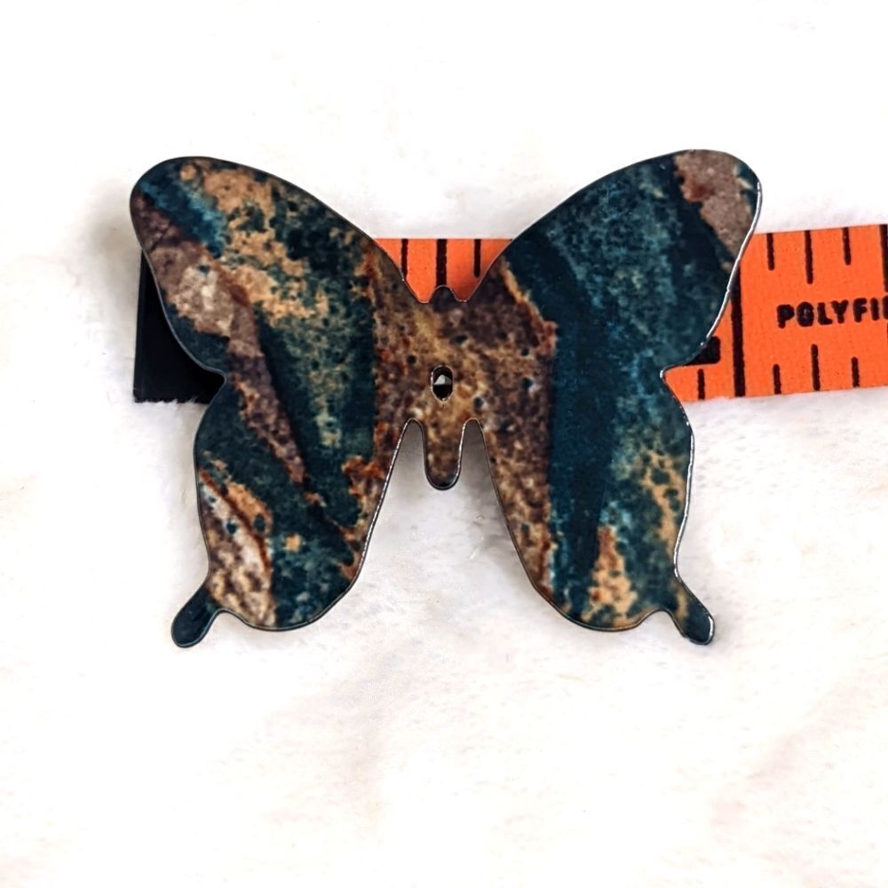 Vintage Artisan Made Marbled Enamel Butterfly Brooche - Picture 7 of 9